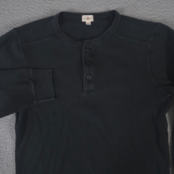 VINTAGE J Crew Shirt Mens Large Henley Pullover Oarsman Waffle Knit Thermal Y2K